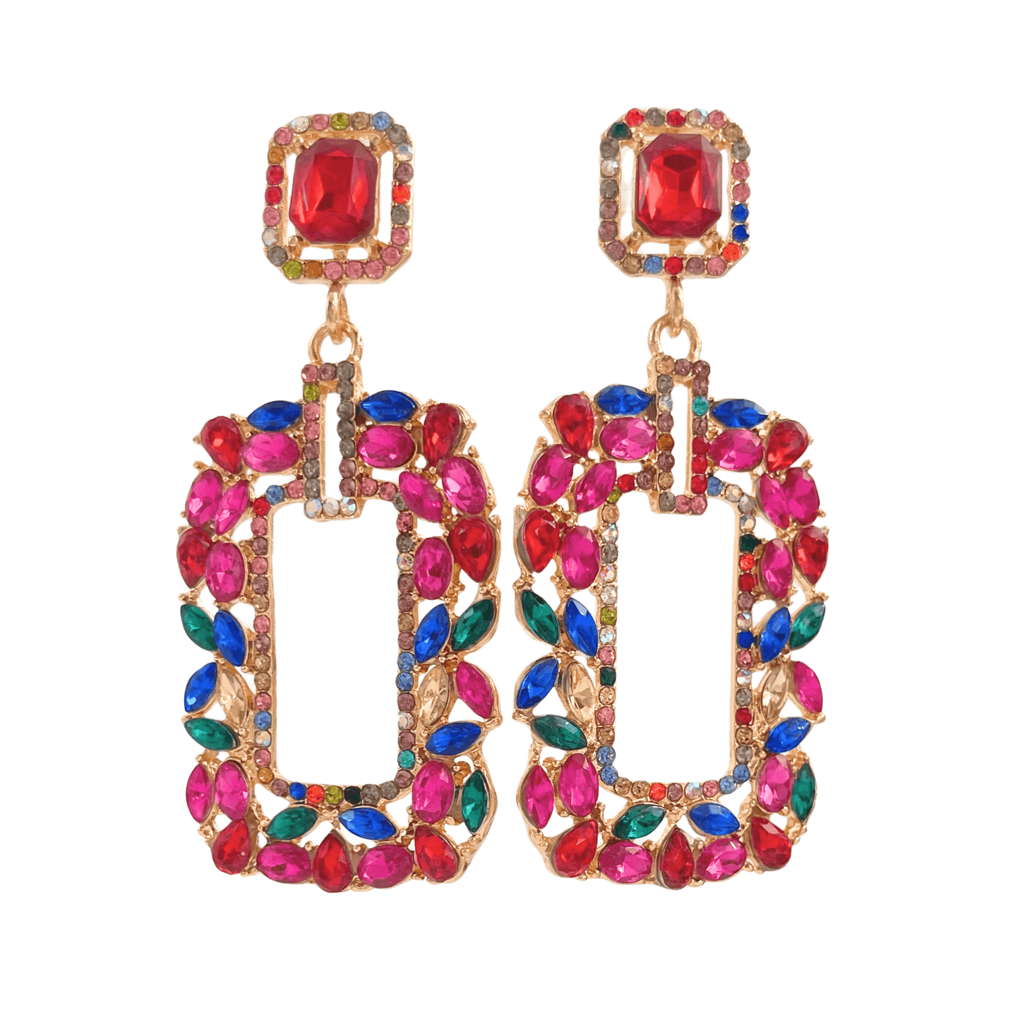 boucles d'oreilles pendantes multicolores