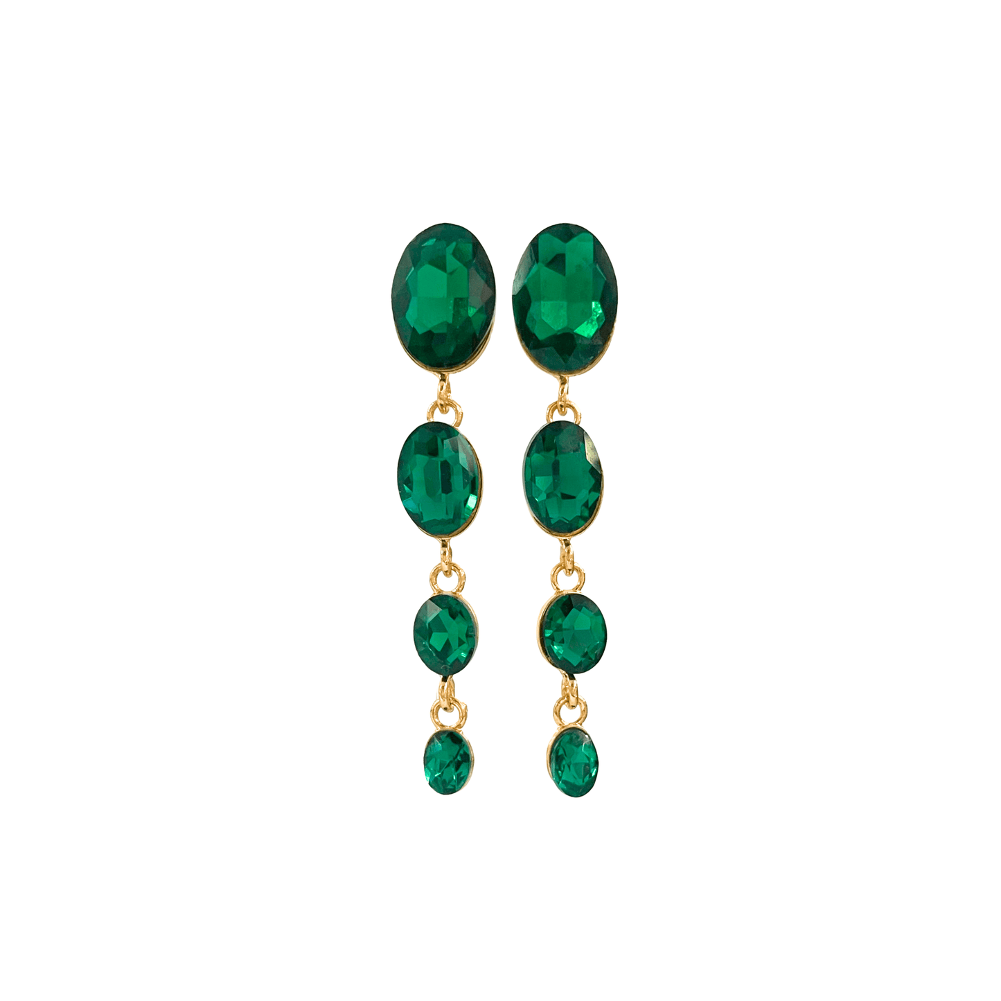 Boucles d'Oreilles Pendantes Émeraude