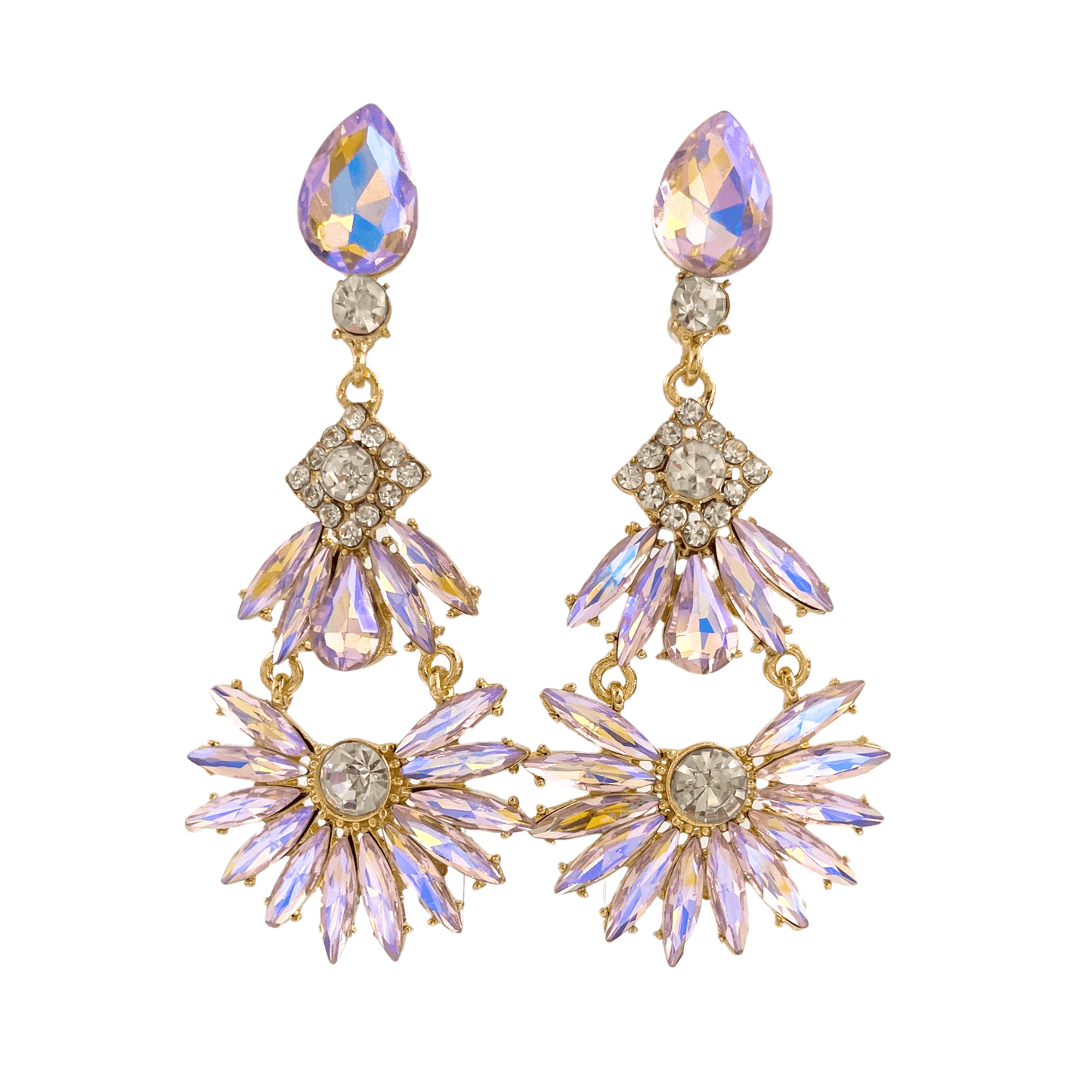 Boucles d'Oreilles Pendantes Fleurs de Cristal