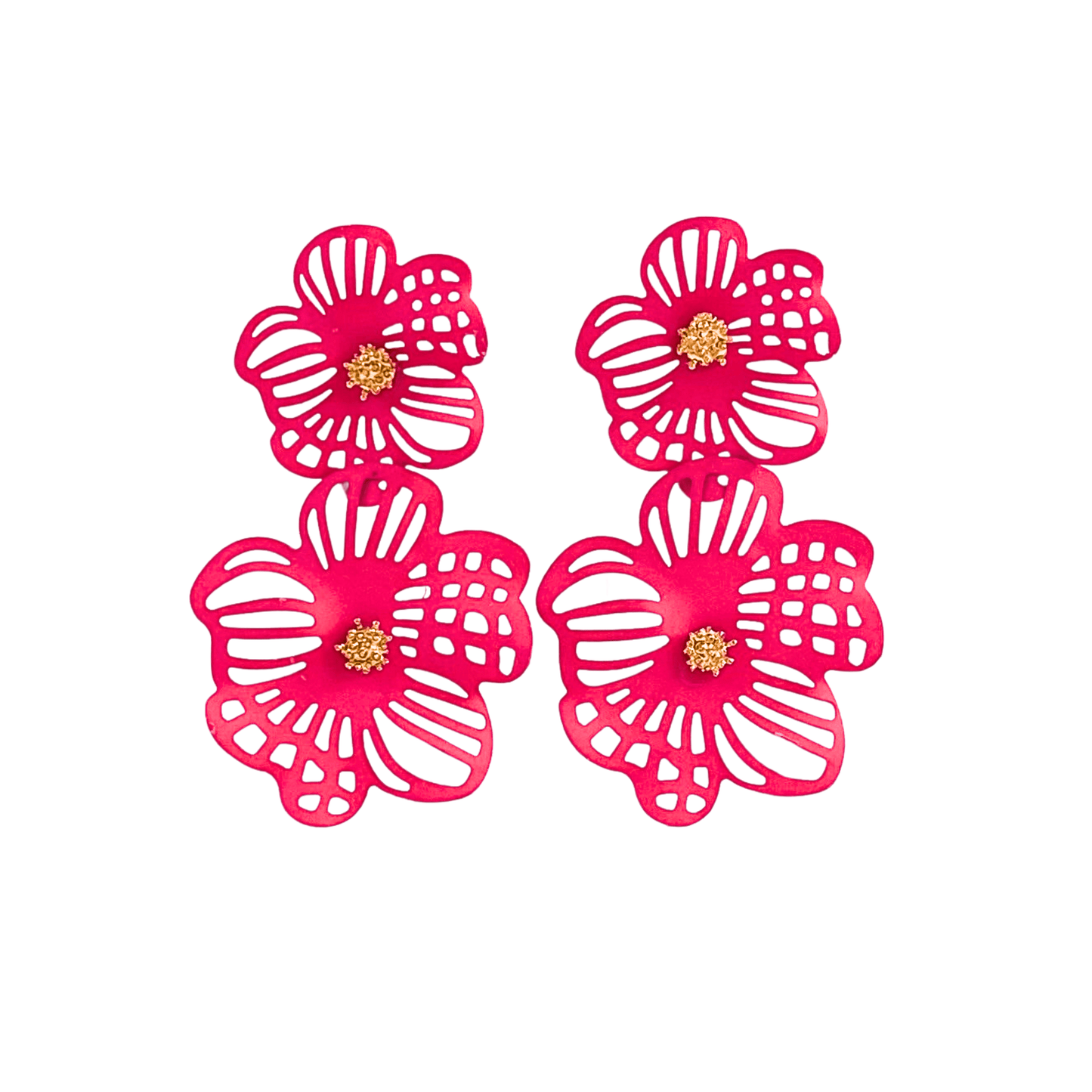 Boucles d'Oreilles Pendantes Fuchsia