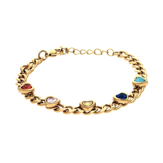 Bracelet Chaîne Amore Multicolore Doré