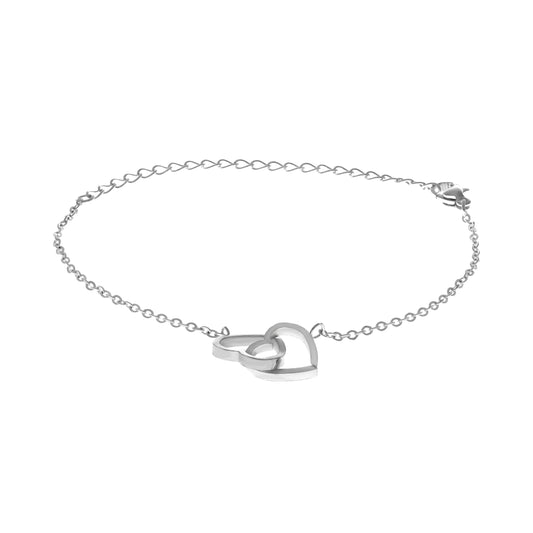 Bracelet Chaîne Cœurs Croisés Argenté