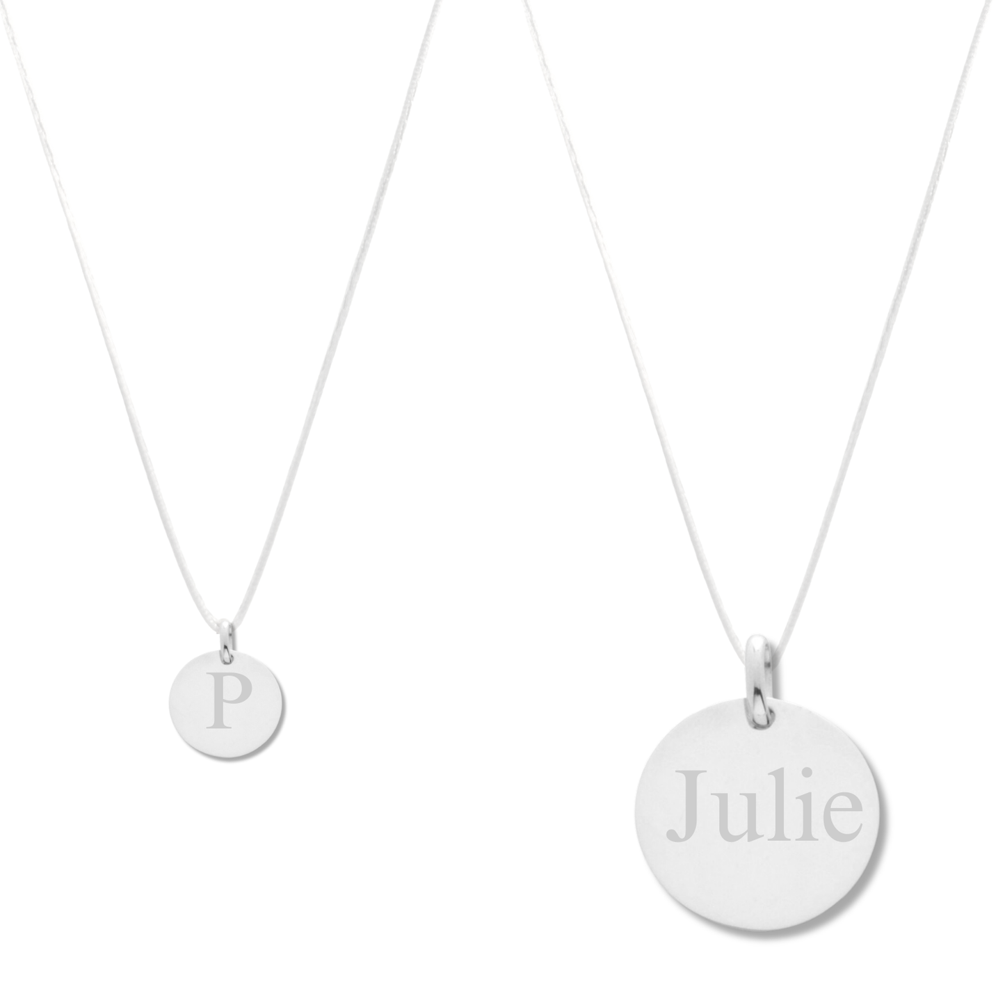 Collier Cordon en Nylon Personnalisé - Médaille Argenté