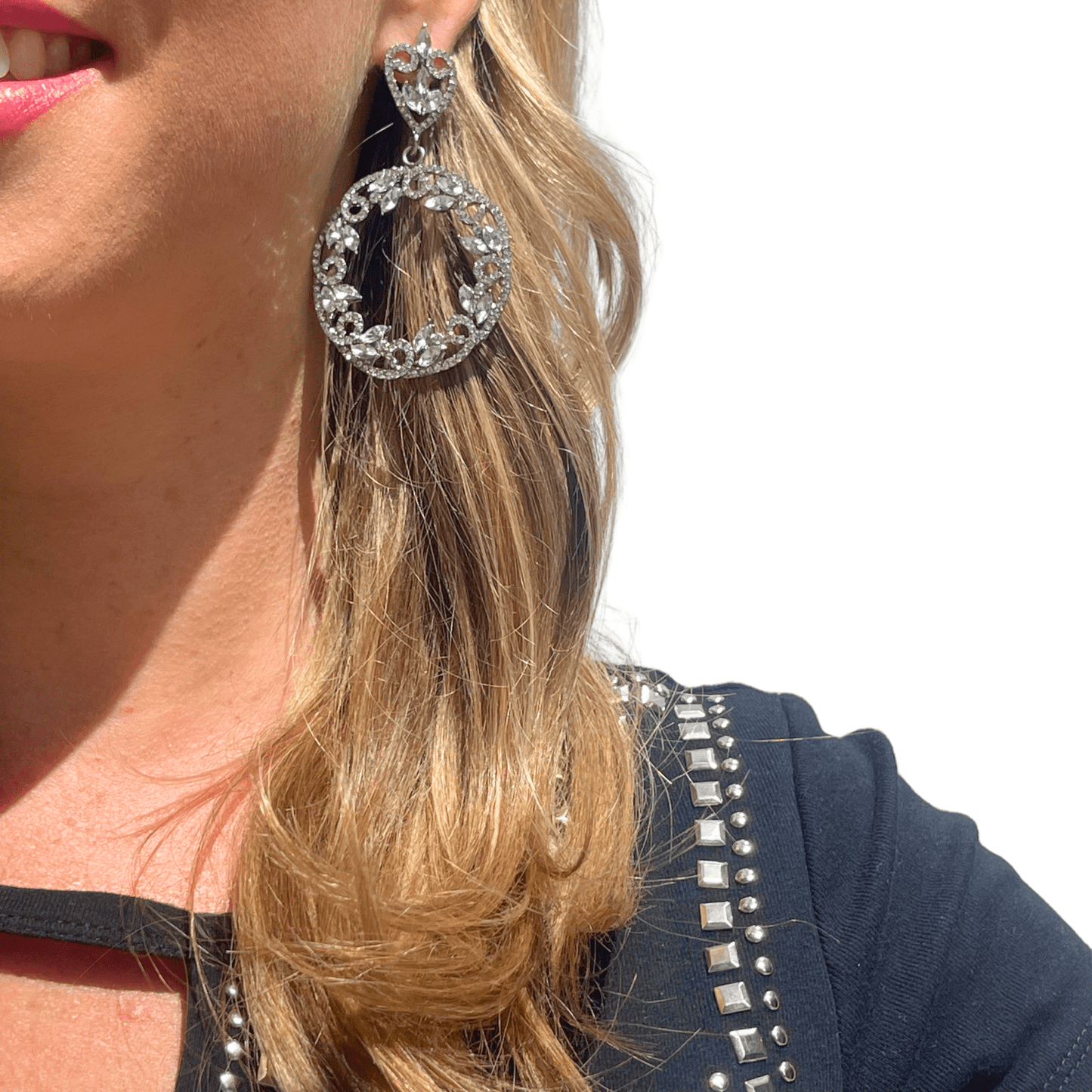 Photo Portée Boucles d'Oreilles Pendantes Éclat Céleste