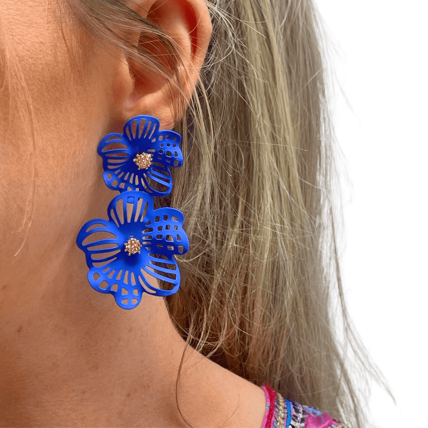 Photo Portée Boucles d'Oreilles Pendantes Iris