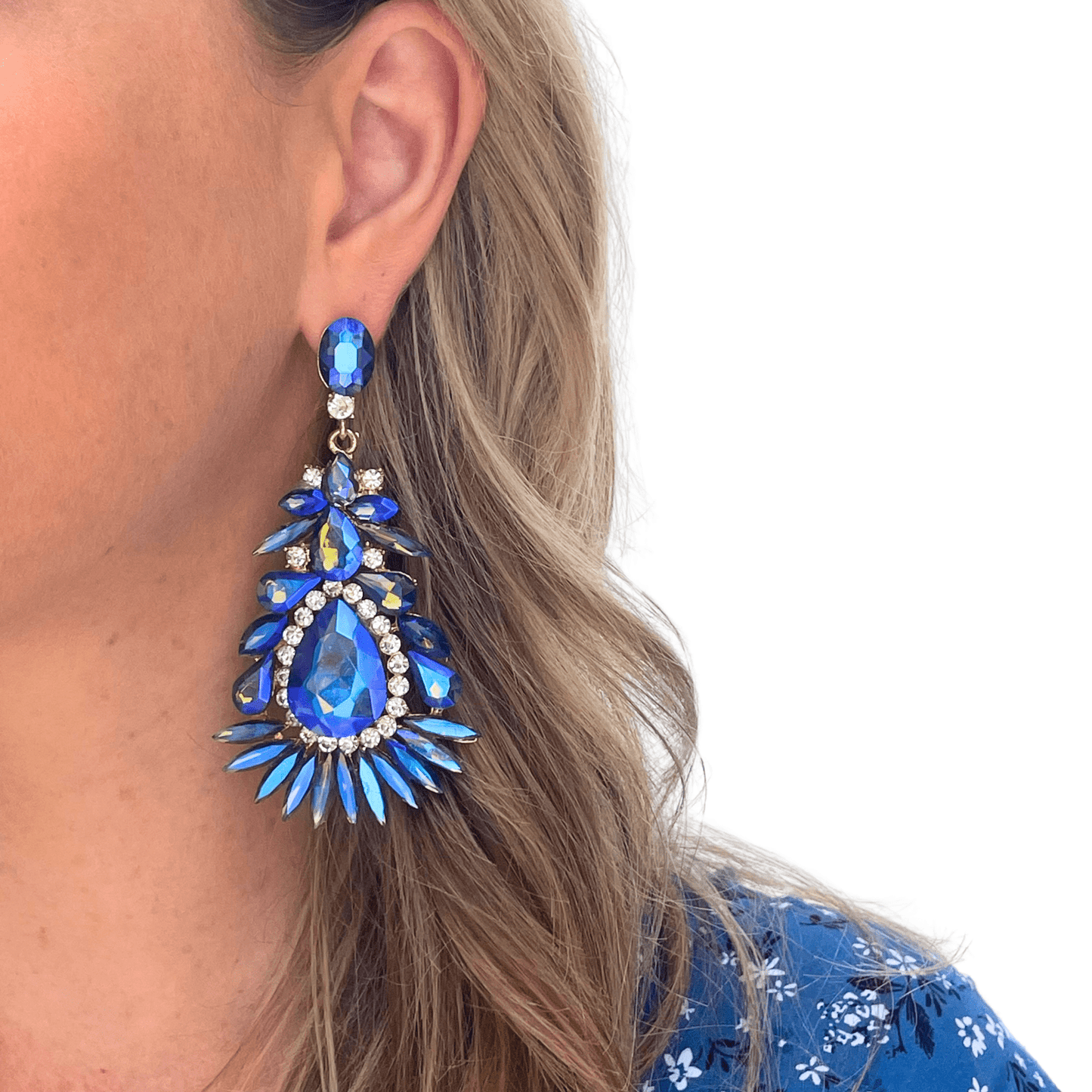 Photo Portée Boucles d'Oreilles Pendantes Paon