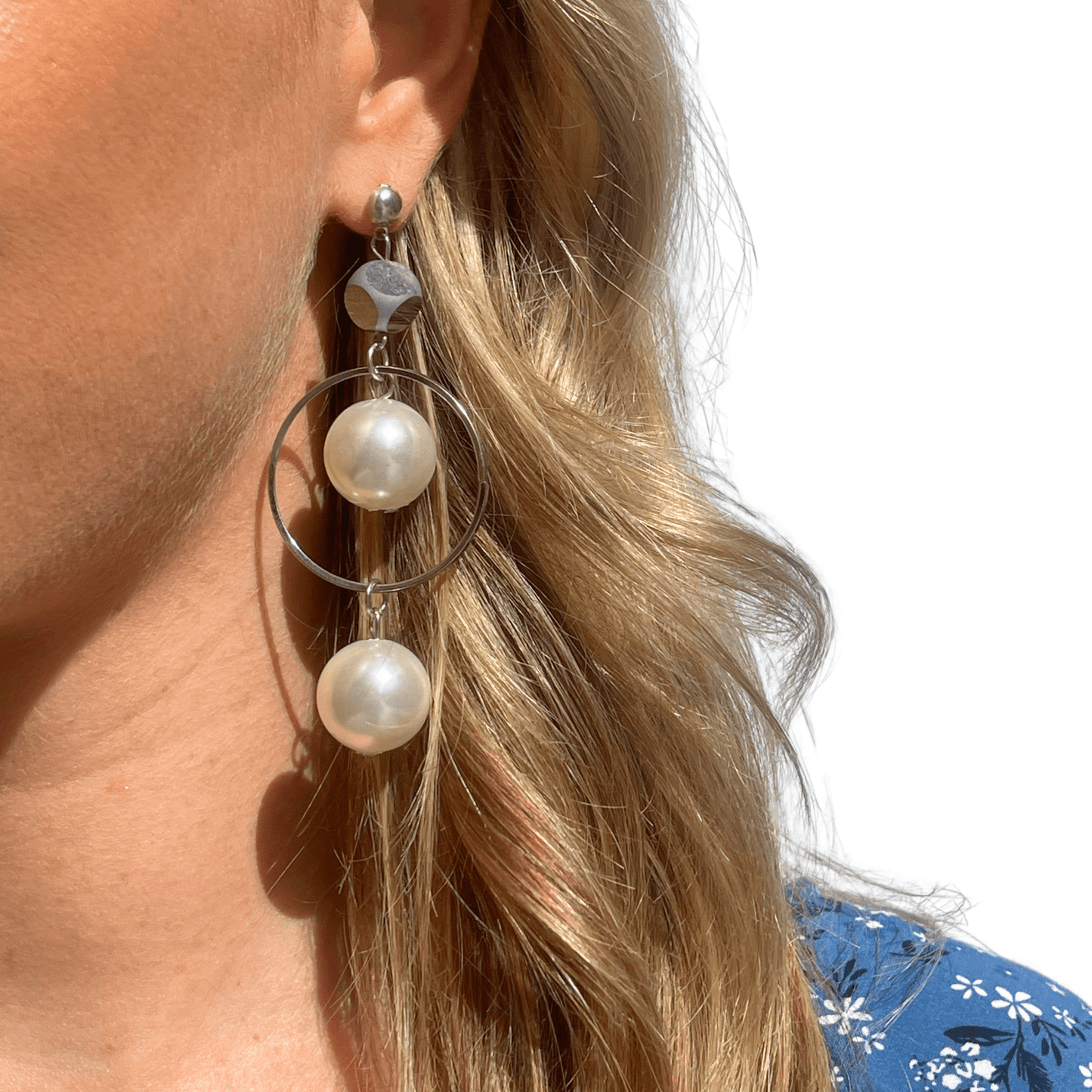 Photo Portée Boucles d'Oreilles Pendantes Vénus