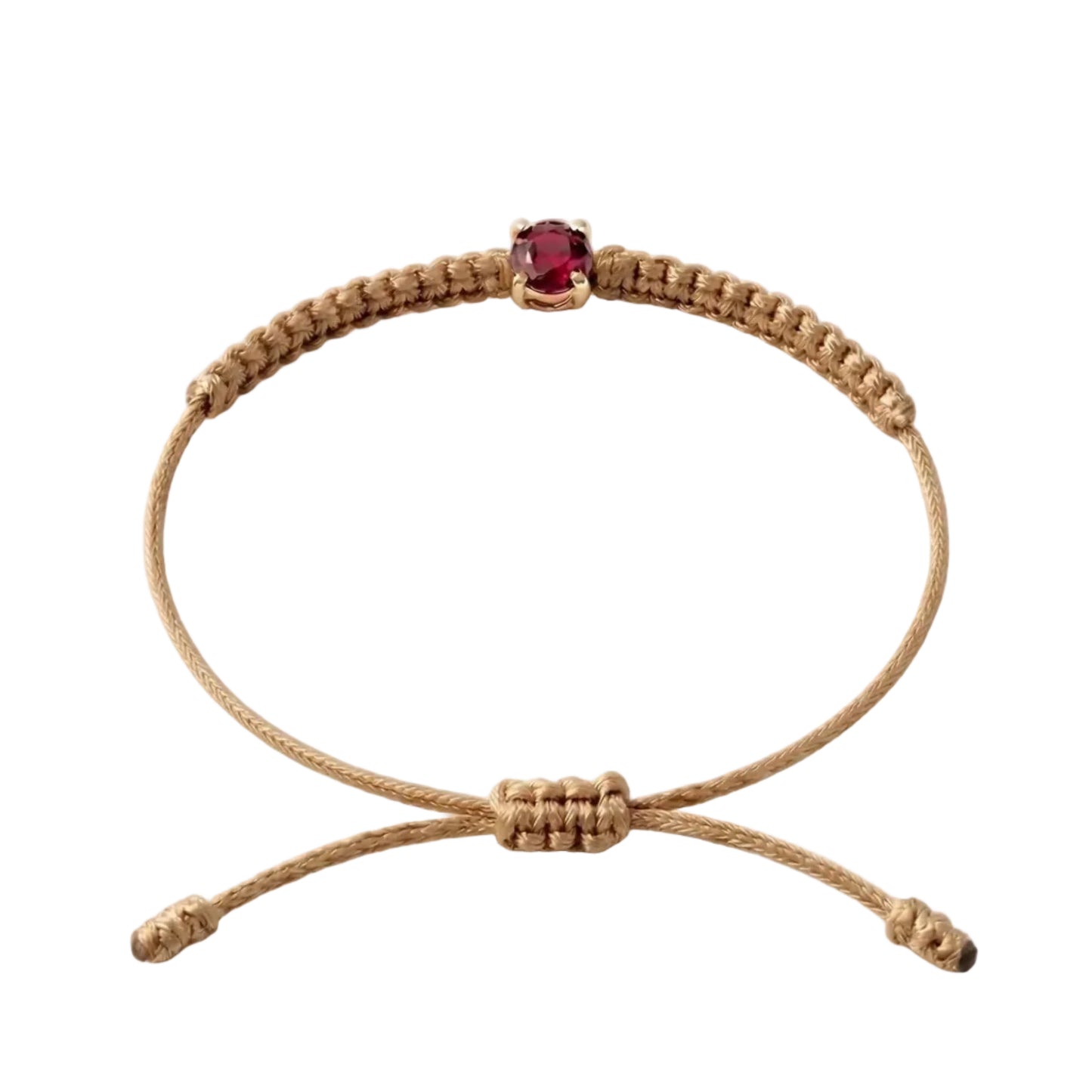 Bracelet Cordon Rubis - Or 750/1000 & Pierre de Synthèse   (3 mm)