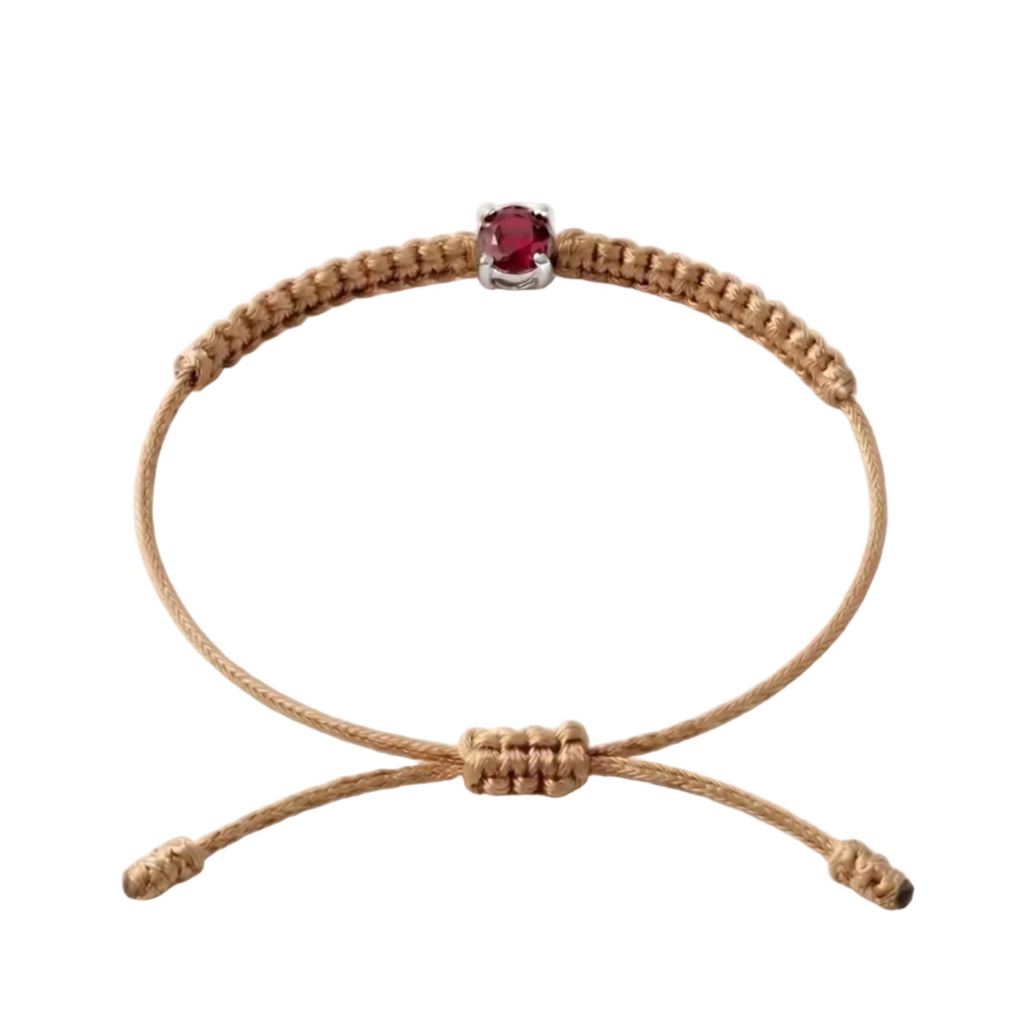 Bracelet Cordon Rubis - Or 750/1000 & Pierre de Synthèse   (3 mm)