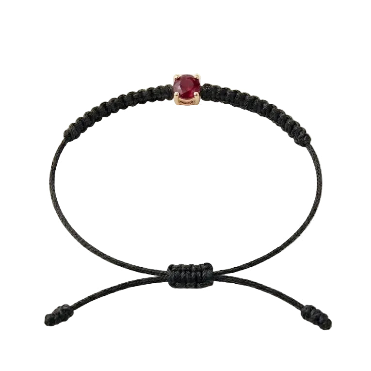 Bracelet Cordon Rubis - Or 750/1000 & Pierre de Synthèse   (3 mm)
