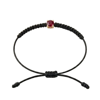 Bracelet Cordon Rubis - Or 750/1000 & Pierre de Synthèse   (3 mm)