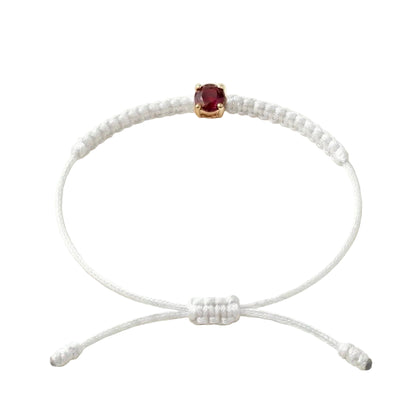 Bracelet Cordon Rubis - Or 750/1000 & Pierre de Synthèse   (3 mm)