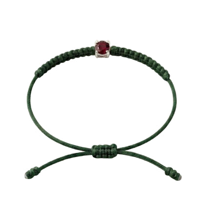 Bracelet Cordon Rubis - Or 750/1000 & Pierre de Synthèse   (3 mm)