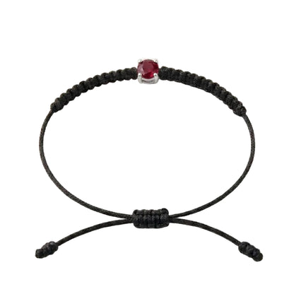 Bracelet Cordon Rubis - Or 750/1000 & Pierre de Synthèse   (3 mm)