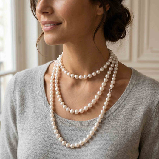 Renfilage de collier de perles avec nœuds