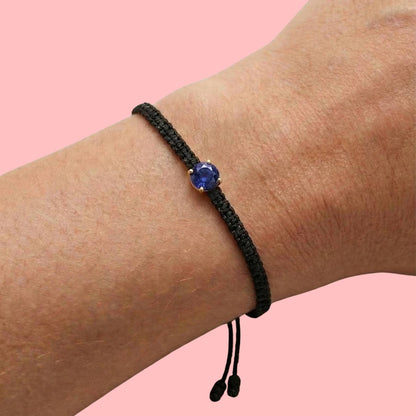 Bracelet Cordon Saphir - Or 750/1000 & Pierre de Synthèse (3 mm)