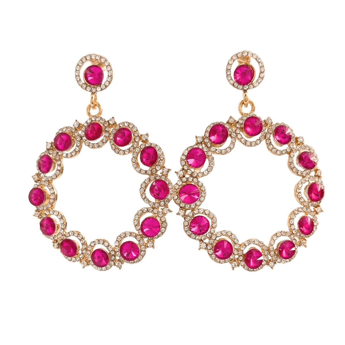 Boucles d'oreilles pendantes Cercles Sucrés rose sucrée - acier inoxydable fantaisie