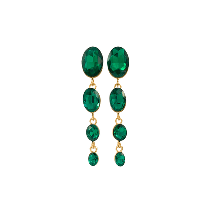 Boucles d'Oreilles Pendantes Émeraude