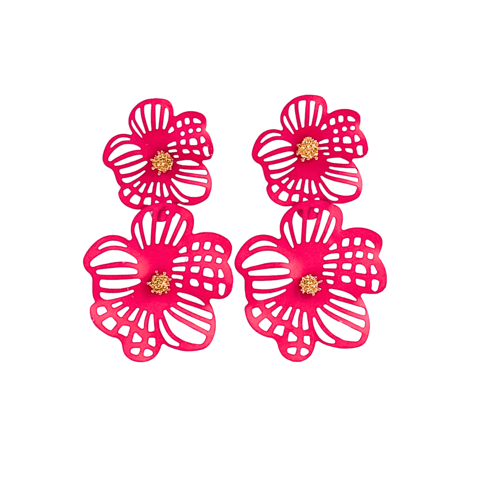 Boucles d'Oreilles Pendantes Fuchsia 