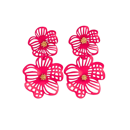 Boucles d'Oreilles Pendantes Fuchsia 