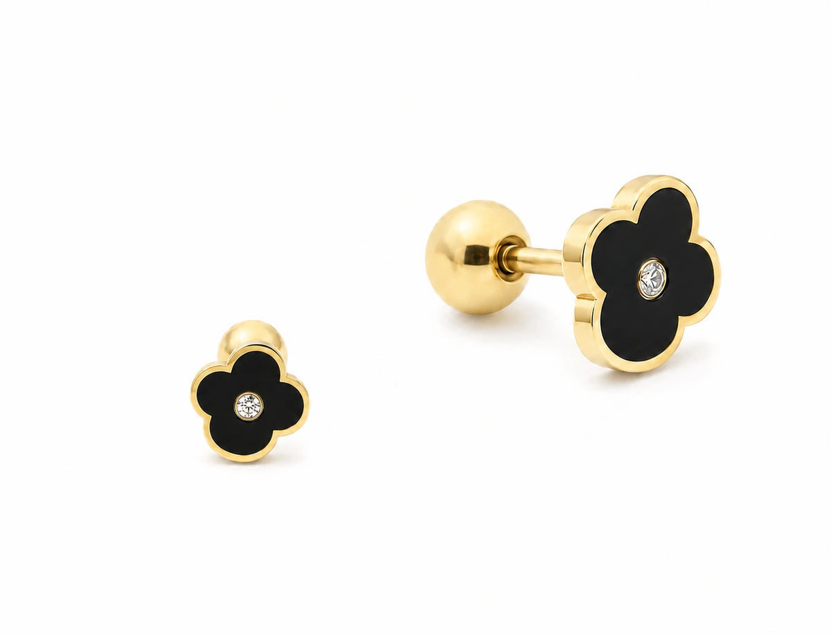 Boucles d’oreilles puces en acier inoxydable doré pour femme – Les Inséparables