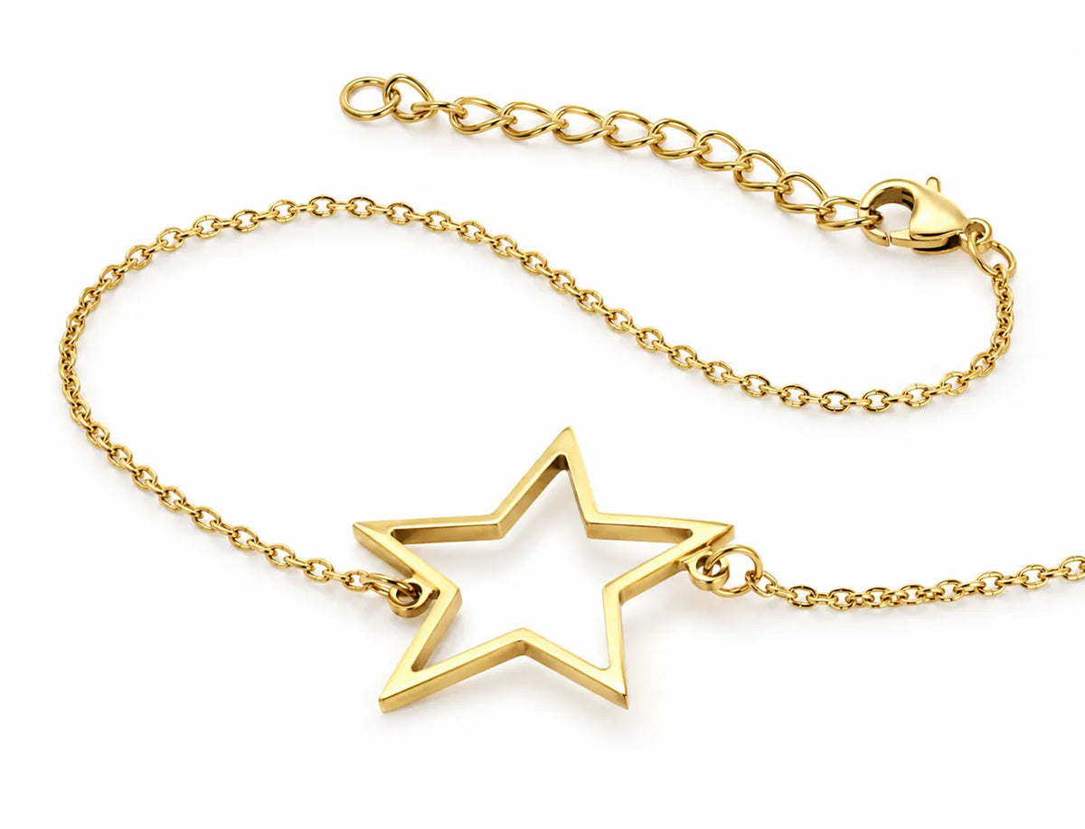 Bracelet chaîne doré avec pendentif étoile en acier inoxydable