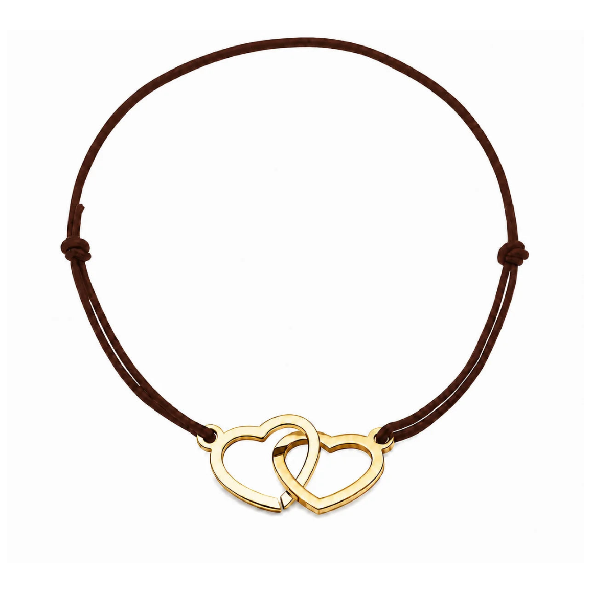Bracelet cœur en acier doré avec cordon ma ajustable, bijou personnalisable élégant fabriqué en France par Les Inséparables.ron