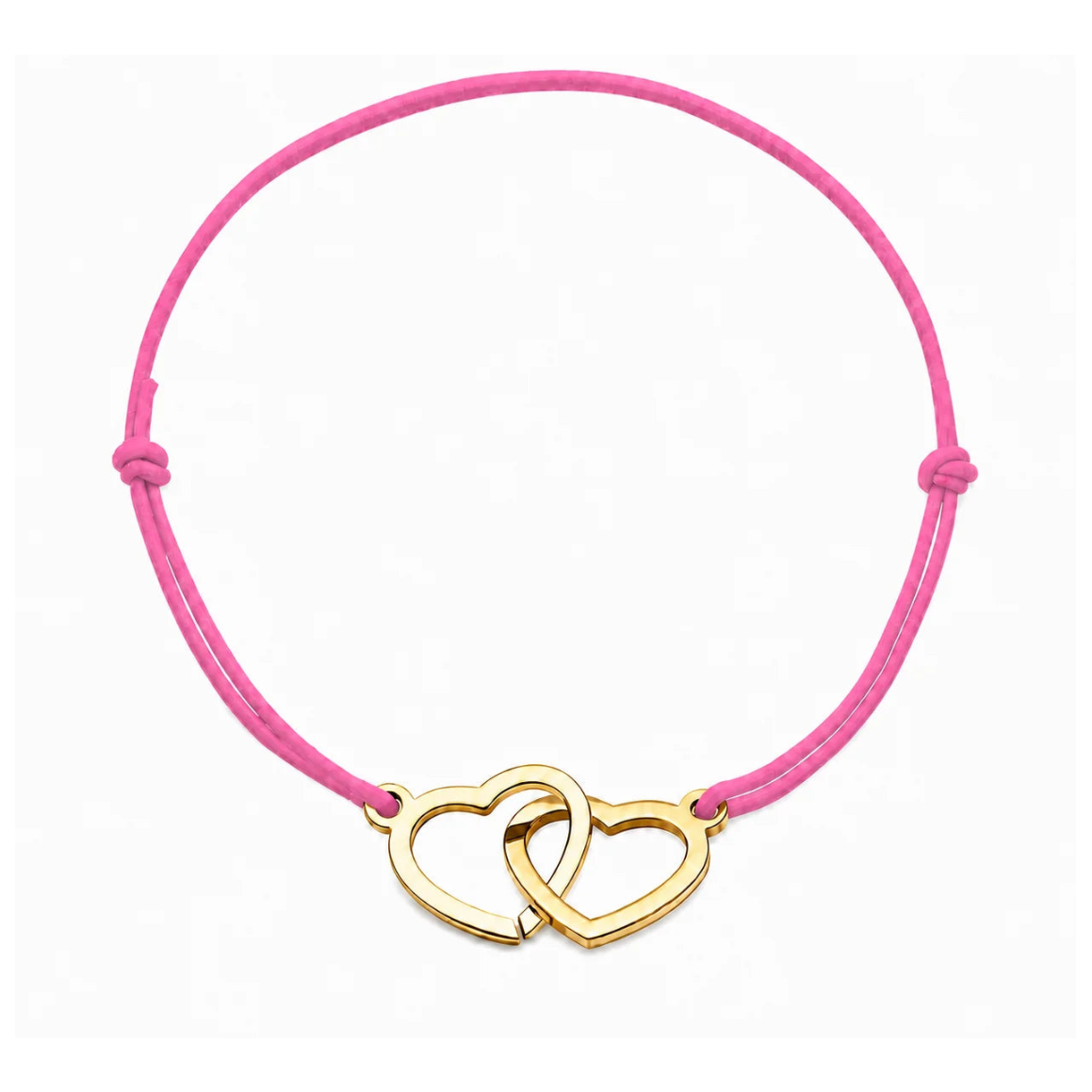 Bracelet cœur en acier doré avec cordon rose clair ajustable, bijou personnalisable élégant fabriqué en France par Les Inséparables.