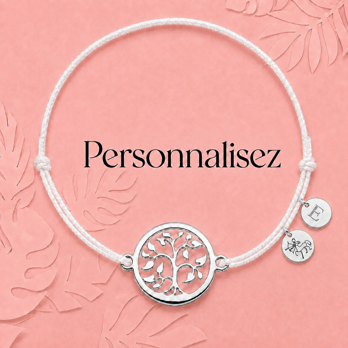 Bracelet Arbre de Vie argenté avec cordon rouge – bijou personnalisable Les Inséparables