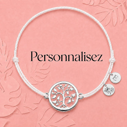 Bracelet Arbre de Vie argenté avec cordon rouge – bijou personnalisable Les Inséparables