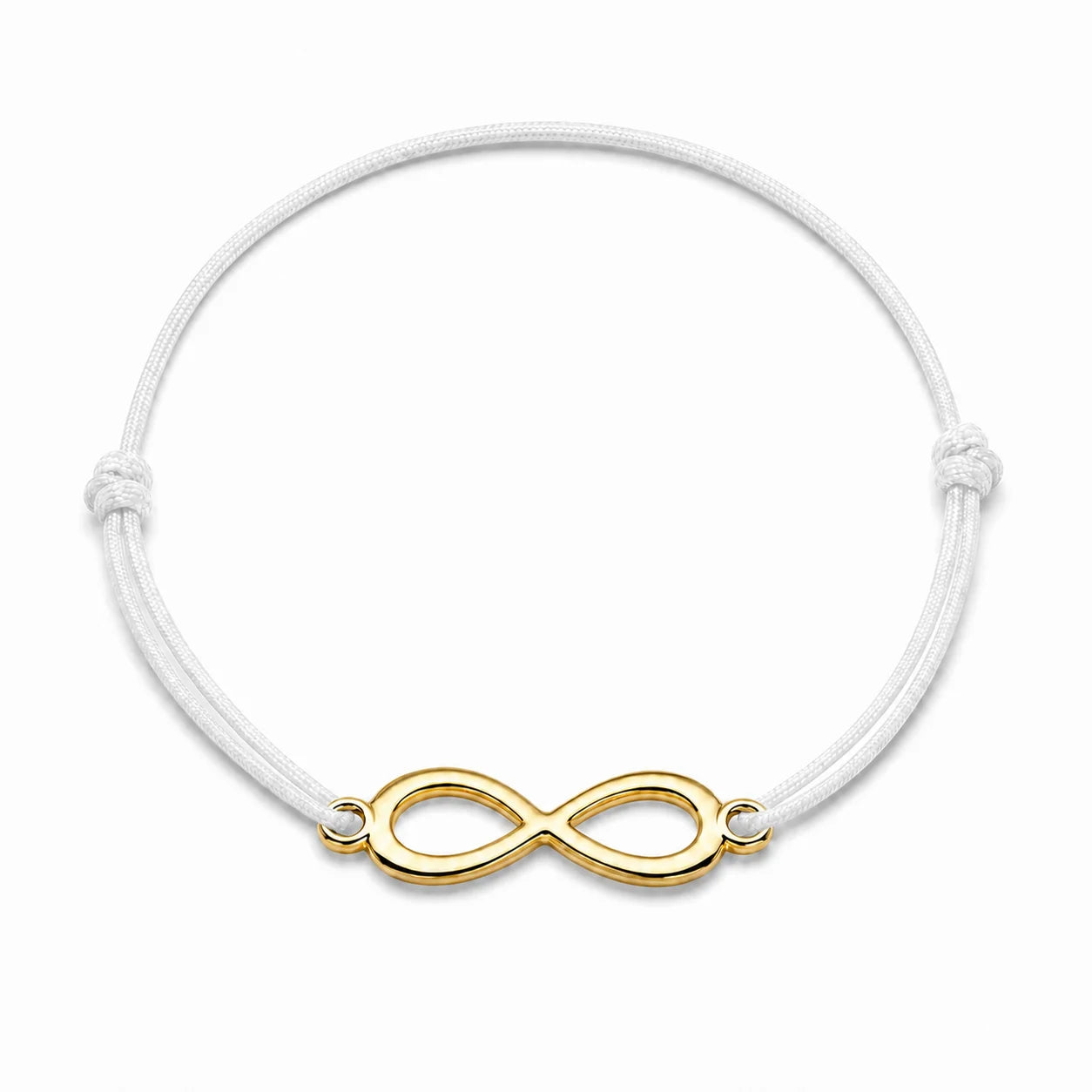 Bracelet infini doré avec cordon blanc, vue de face