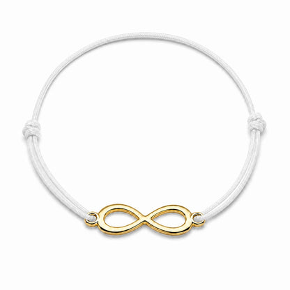 Bracelet infini doré avec cordon blanc, vue de face