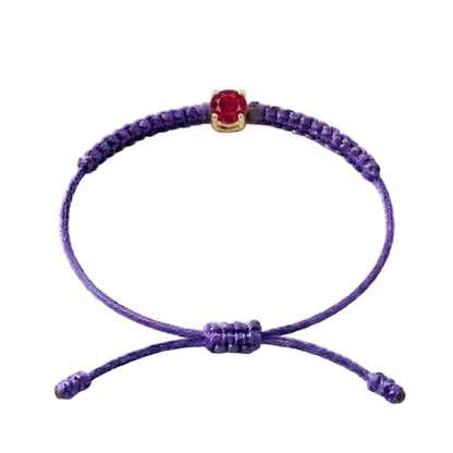 Bracelet Cordon Rubis - Or 750/1000 & Pierre de Synthèse   (3 mm)