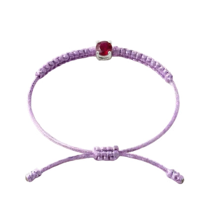 Bracelet Cordon Rubis - Or 750/1000 & Pierre de Synthèse   (3 mm)
