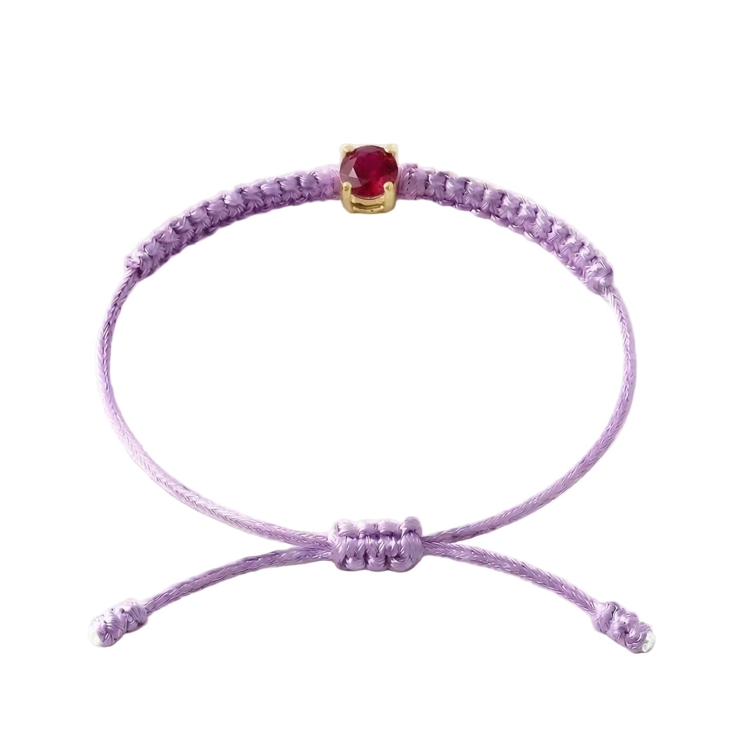 Bracelet Cordon Rubis - Or 750/1000 & Pierre de Synthèse   (3 mm)
