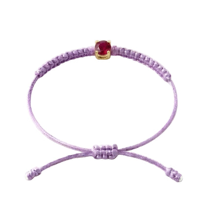 Bracelet Cordon Rubis - Or 750/1000 & Pierre de Synthèse   (3 mm)