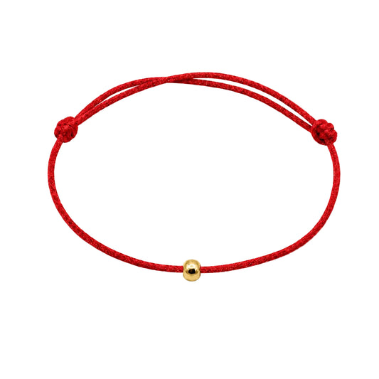 Bracelet cordon rouge ajustable avec bille dorée – Les Inséparables