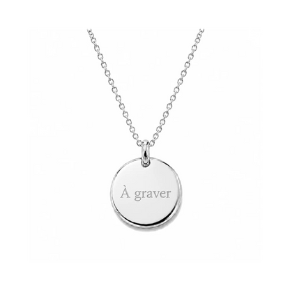 Collier chaine argent avec médaille ronde gravable diamètre 8 mm ou 15 mm 