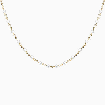 collier chaine avec perles résie blanche en acier doré