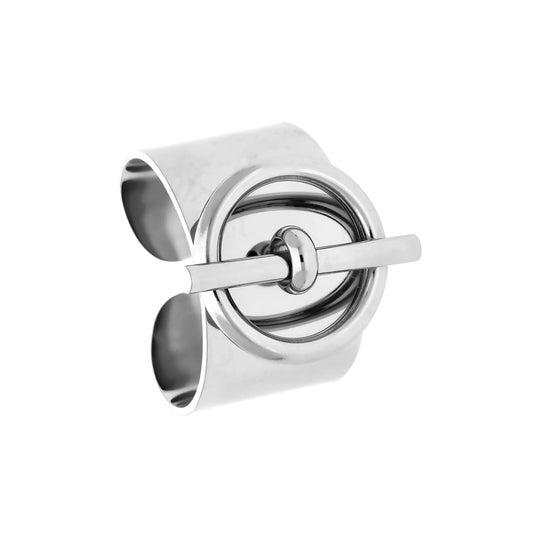 Bague boucle argentée en acier inoxydable – Design minimaliste et brillant