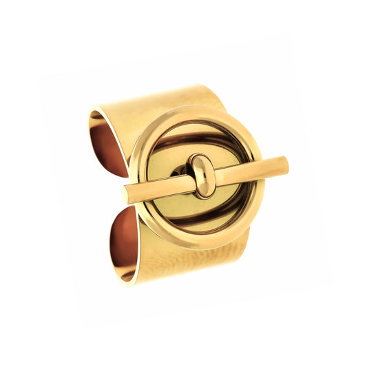 Bague Boucle d'Or en acier inoxydable doré - Design audacieux inspiré d'une boucle de ceinture, ajustable et minimaliste