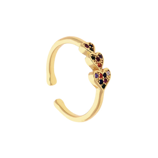 Bague cœur multicolore Jolia ajustable, vue de face sur fond blanc