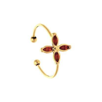Bague Riviera dorée avec quatres pierres rouges