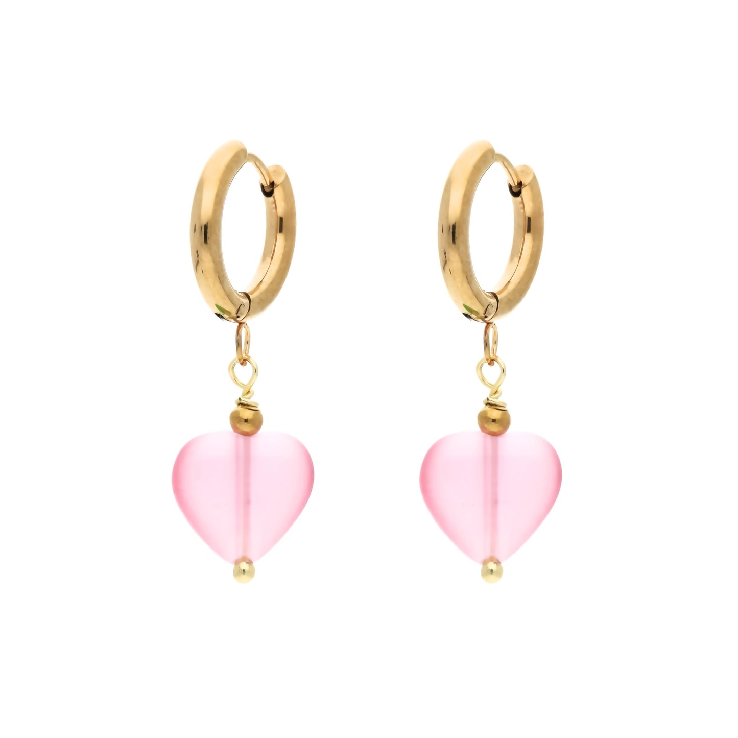 Boucles d'Oreilles Créoles Coeur Tendre Rose
