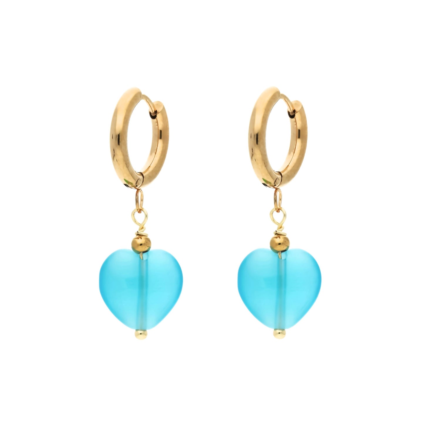 Boucles d'Oreilles Créoles Coeur Tendre Turquoise
