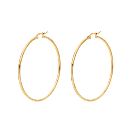 Boucles d'oreilles créoles Créolia Doré en acier inoxydable doré, diamètre 6 cm, finition brillante - Vue de face