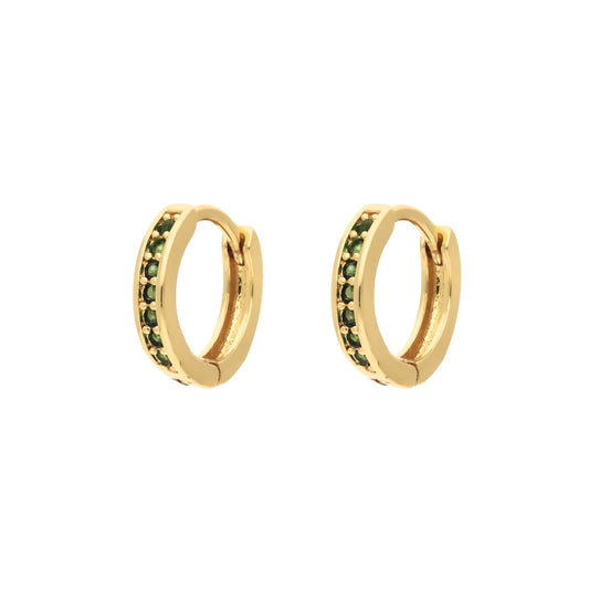Boucles d'oreilles créoles Dana Émeraude en acier inoxydable doré avec oxydes de zirconium vert émeraude