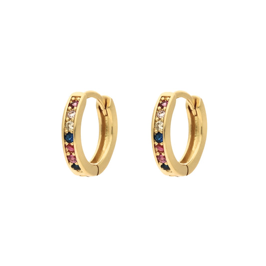 Boucles d'oreilles créoles Dana Multicolores en acier inoxydable doré avec oxydes de zirconium colorés