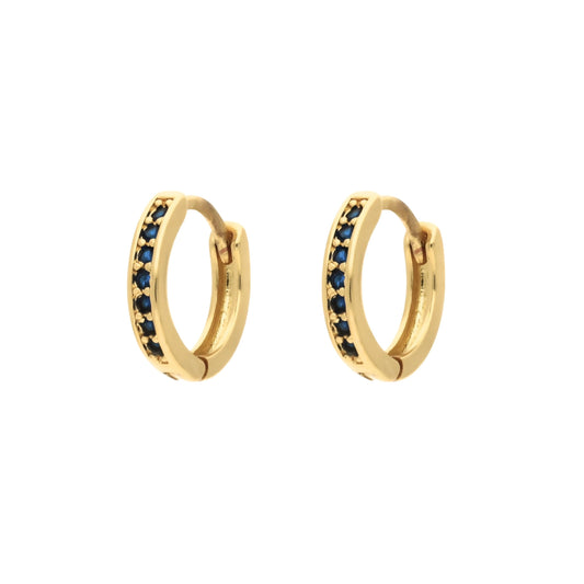 Boucles d'oreilles créoles Dana Saphir en acier inoxydable doré avec oxydes de zirconium bleu saphir