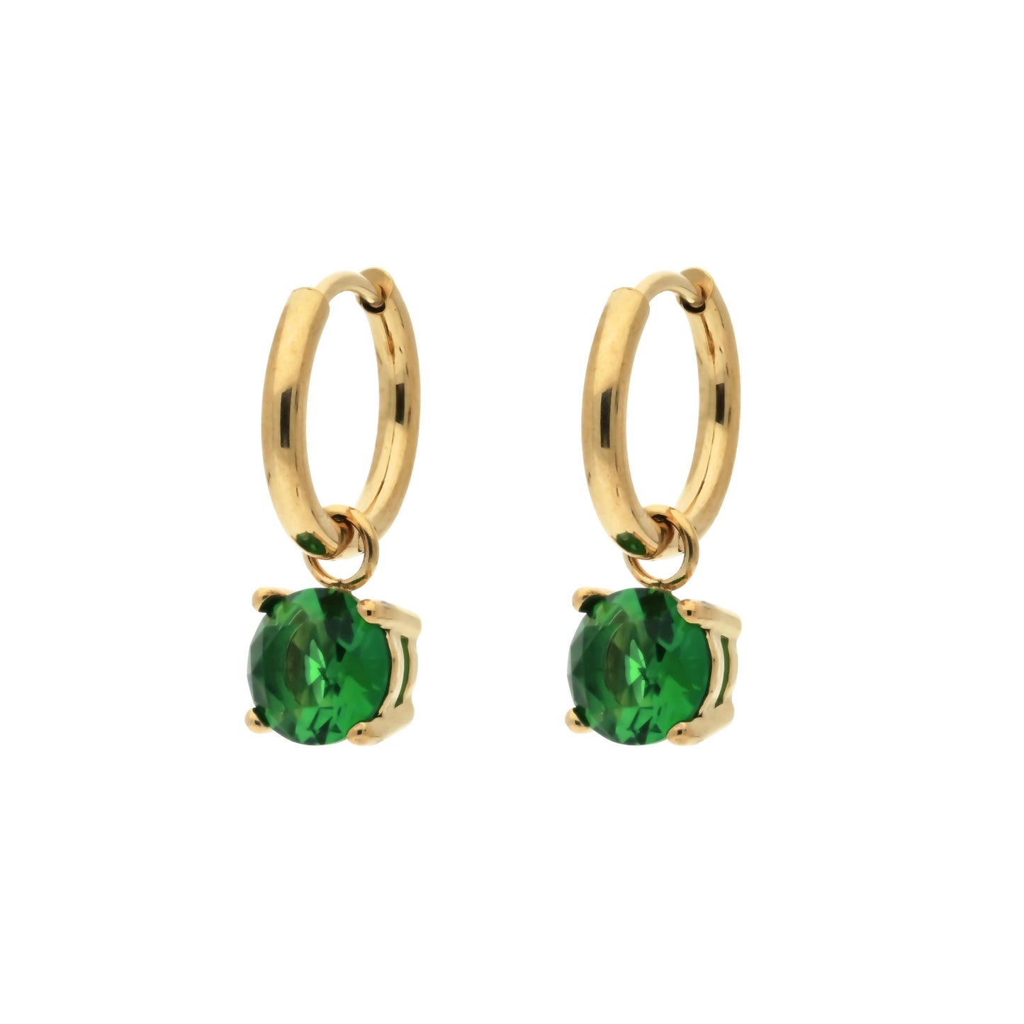 Boucles d'Oreilles Créoles Trendy Emerald Doré